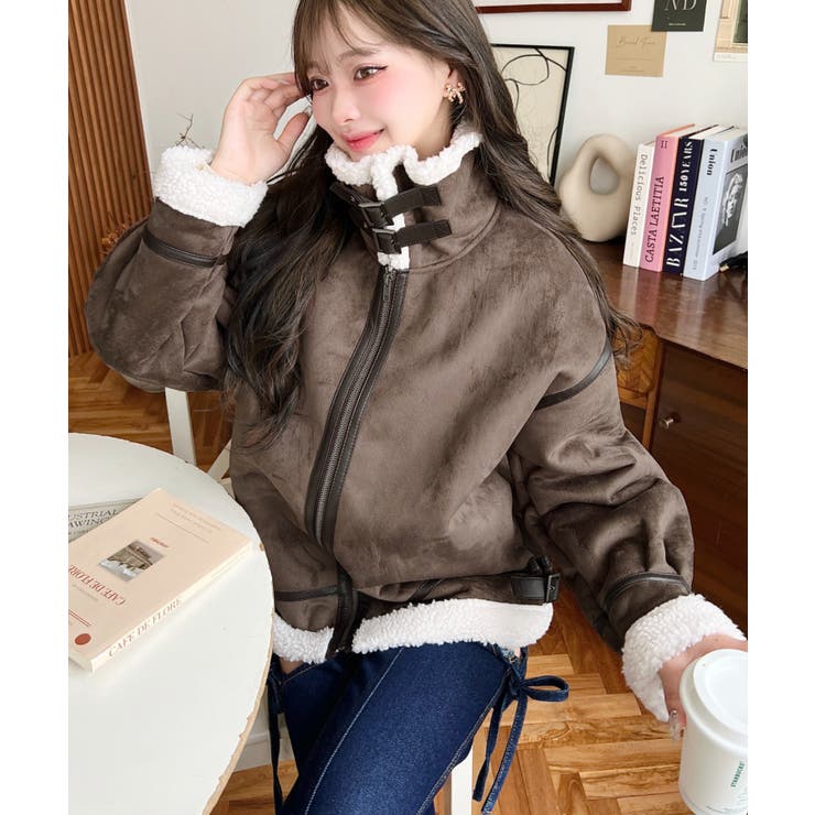 スエード×ボアフェイクムートンB-3ジャケットブルゾン | moment+ | 詳細画像43 