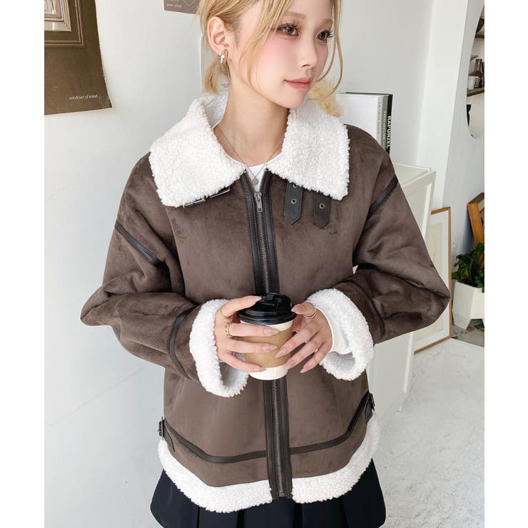 スエード×ボアフェイクムートンB-3ジャケットブルゾン | moment+ | 詳細画像44 