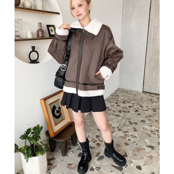 スエード×ボアフェイクムートンB-3ジャケットブルゾン | moment+ | 詳細画像46 