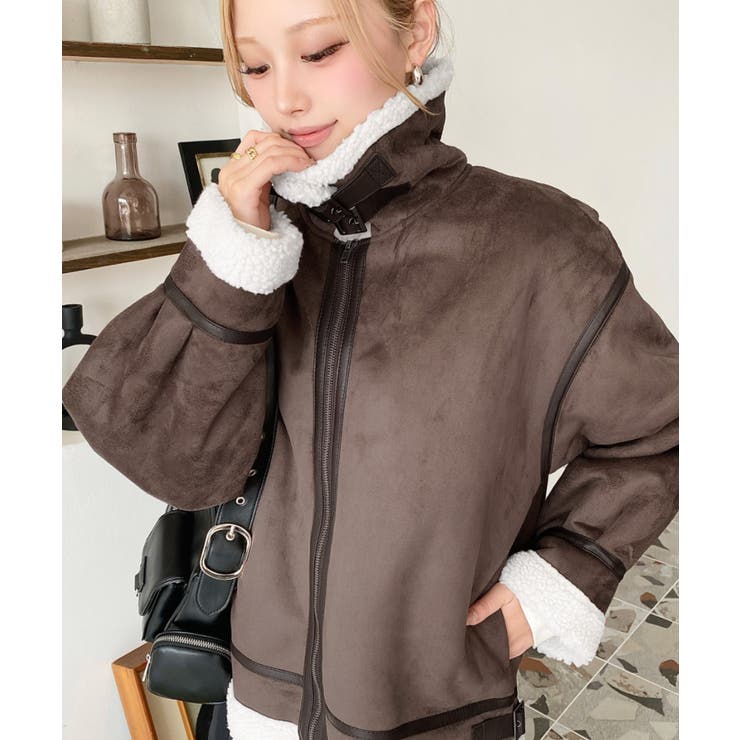 スエード×ボアフェイクムートンB-3ジャケットブルゾン | moment+ | 詳細画像47 