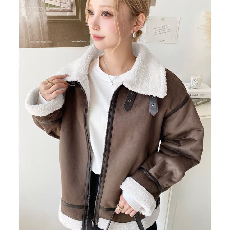 スエード×ボアフェイクムートンB-3ジャケットブルゾン | moment+ | 詳細画像48 