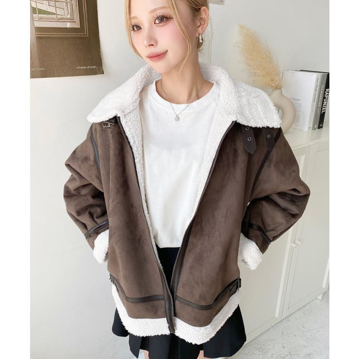 スエード×ボアフェイクムートンB-3ジャケットブルゾン | moment+ | 詳細画像49 