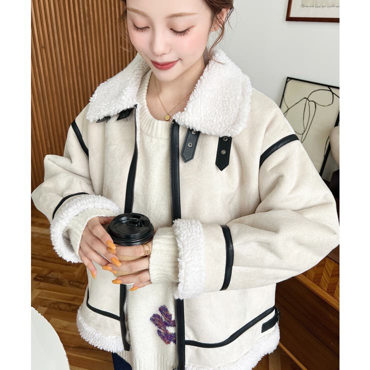 スエード×ボアフェイクムートンB-3ジャケットブルゾン | moment+ | 詳細画像9 