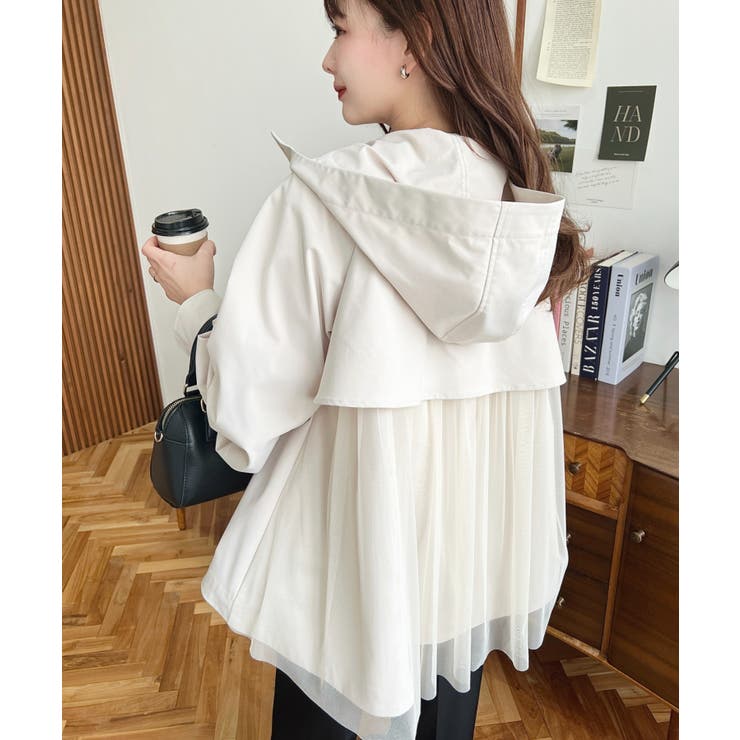 バックチュールレイヤードマウンテンパーカー コットンライクツイル | moment+ | 詳細画像14 