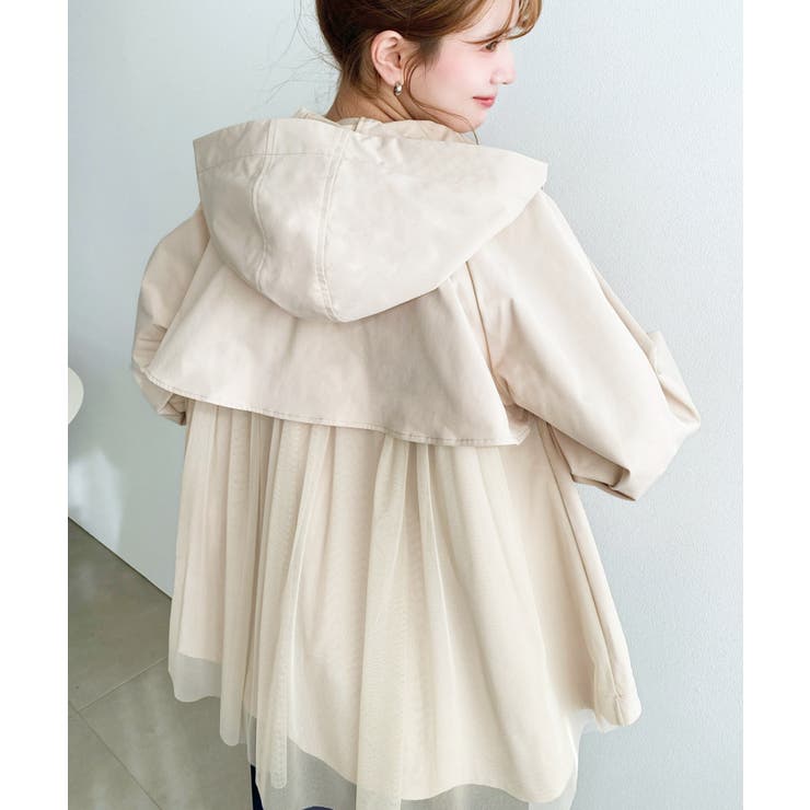 ベージュ | バックチュールレイヤードマウンテンパーカー コットンライクツイル | moment+