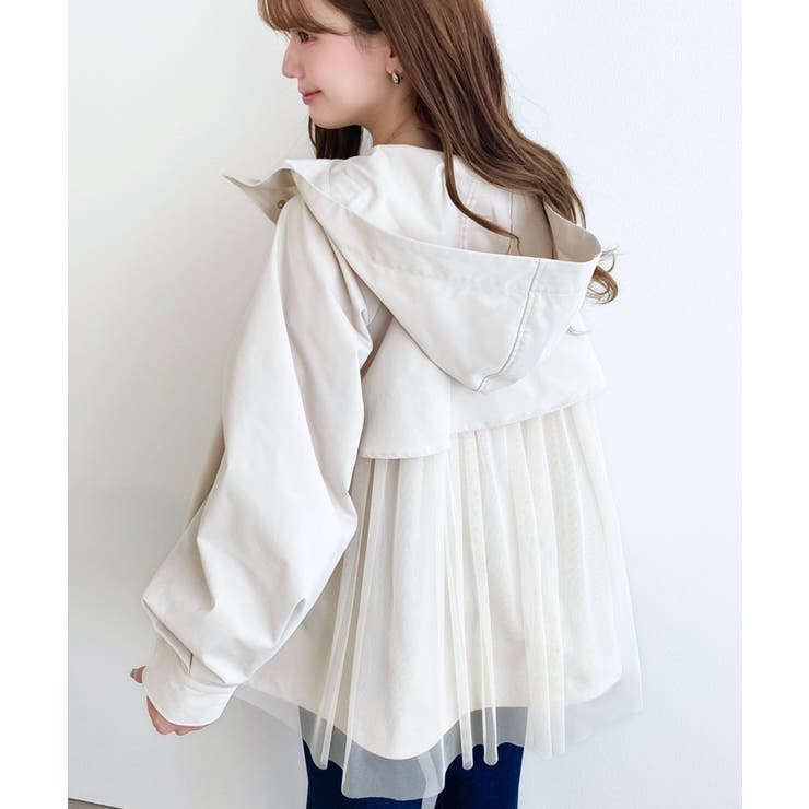 アイボリー | バックチュールレイヤードマウンテンパーカー コットンライクツイル | moment+