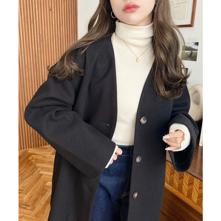 ニットメルトンノーカラーミドルコート | moment+ | 詳細画像14