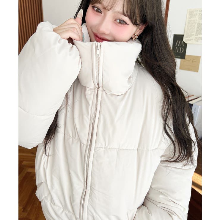 アイボリー | エコダウンスタンドカラーオーバーサイズブルゾン | moment+