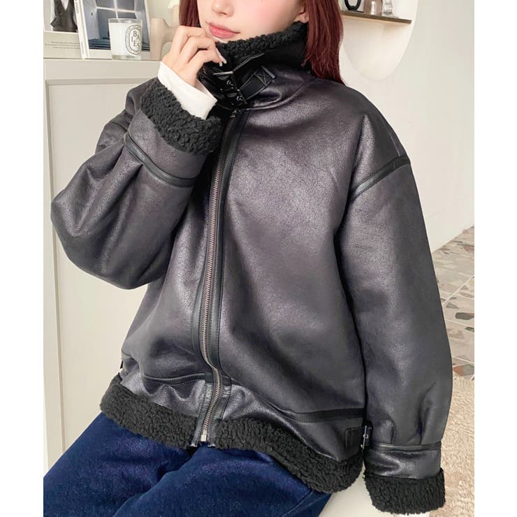 ARMANI Jeans ジャケット　ファー　ムートンブルゾン　ボア　ジップ ARMANI JEANS/アルマーニ ジーンズ】ECOムートン/フェイク