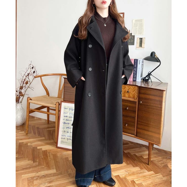 2WAYカラーアレンジロングトレンチコートニットメルトン | moment+ | 詳細画像10 