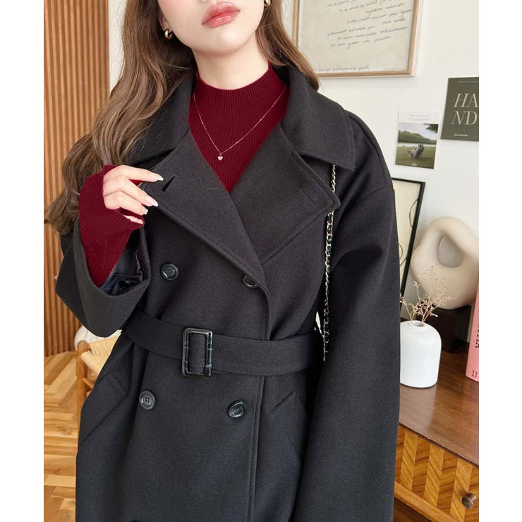 2WAYカラーアレンジロングトレンチコートニットメルトン | moment+ | 詳細画像11 