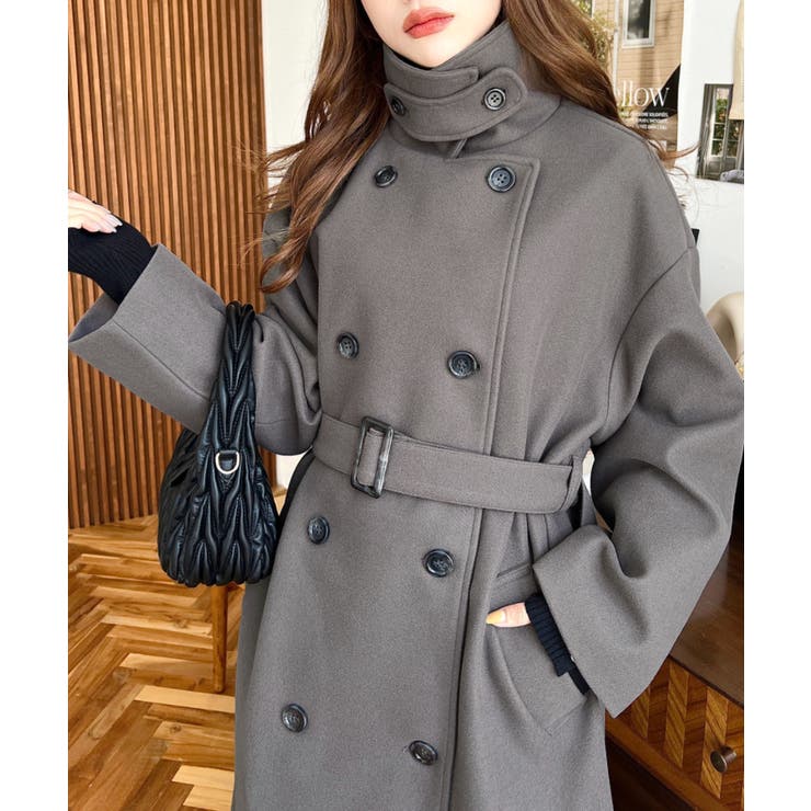 2WAYカラーアレンジロングトレンチコートニットメルトン | moment+ | 詳細画像15 