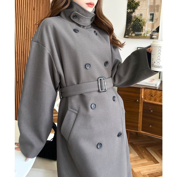 2WAYカラーアレンジロングトレンチコートニットメルトン | moment+ | 詳細画像17 