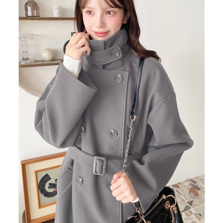 2WAYカラーアレンジロングトレンチコートニットメルトン | moment+ | 詳細画像21 