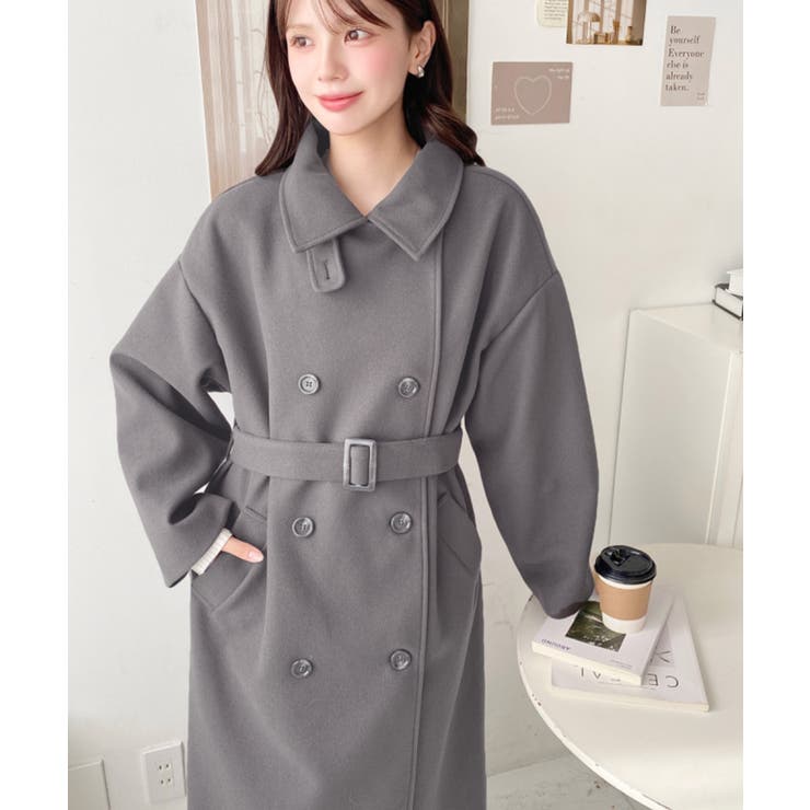 2WAYカラーアレンジロングトレンチコートニットメルトン | moment+ | 詳細画像22 