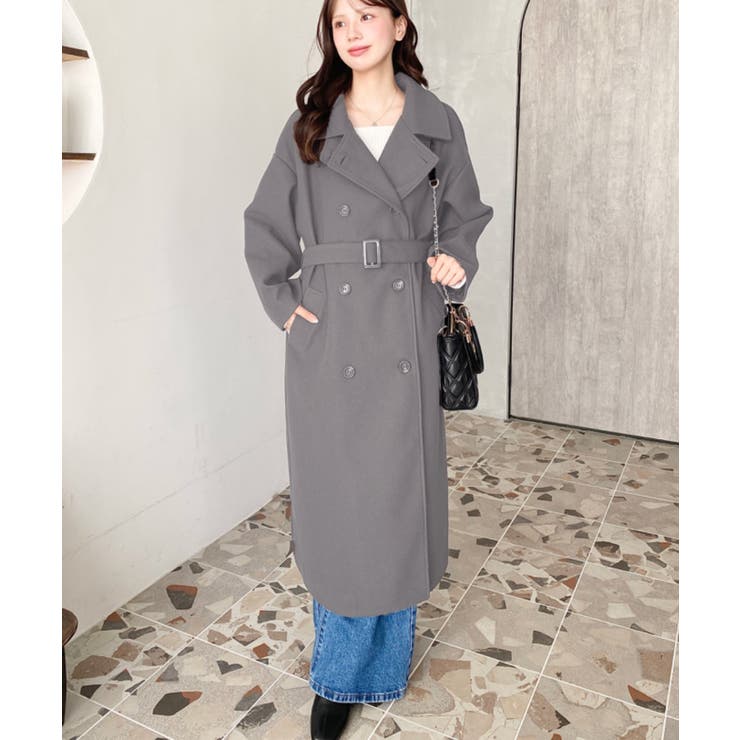 2WAYカラーアレンジロングトレンチコートニットメルトン | moment+ | 詳細画像24 