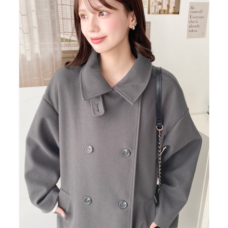 2WAYカラーアレンジロングトレンチコートニットメルトン | moment+ | 詳細画像25 