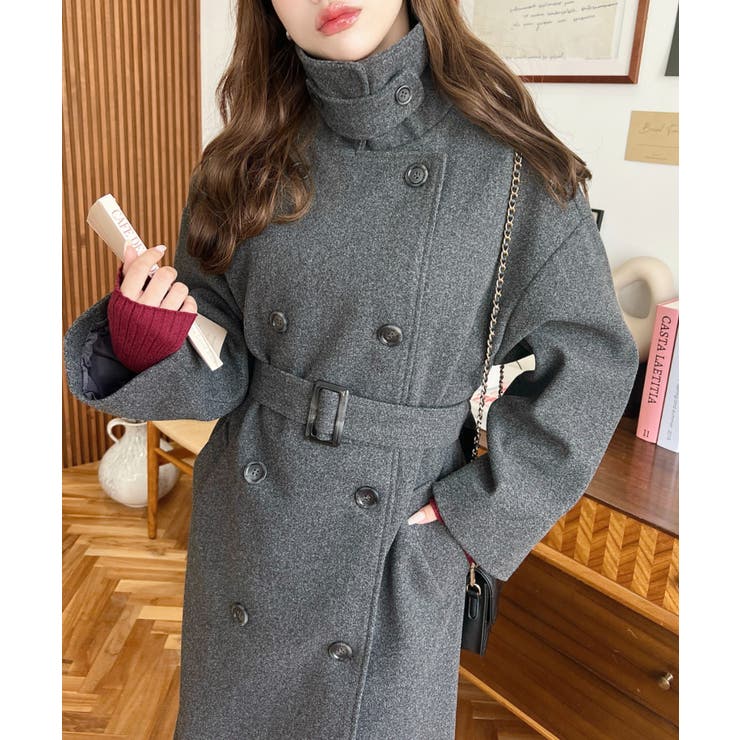 2WAYカラーアレンジロングトレンチコートニットメルトン | moment+ | 詳細画像27 