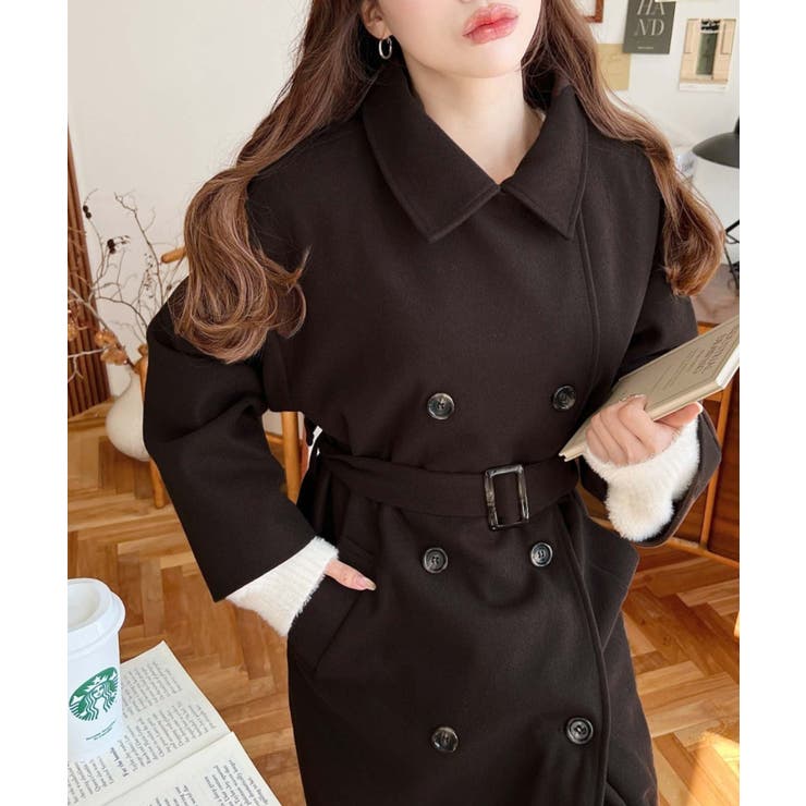 2WAYカラーアレンジロングトレンチコートニットメルトン | moment+ | 詳細画像31 