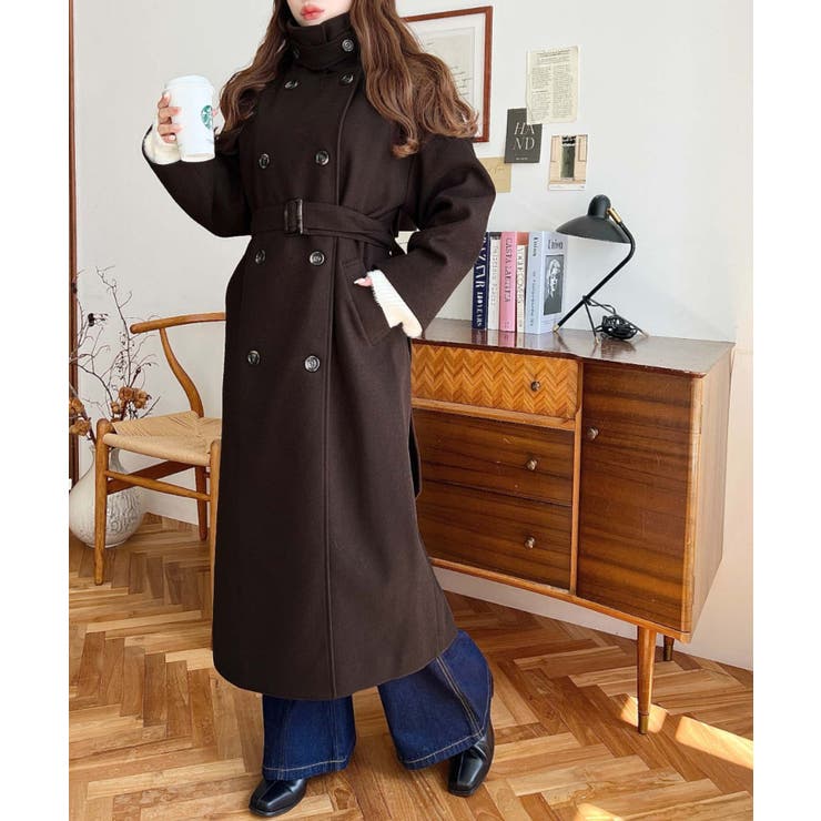 2WAYカラーアレンジロングトレンチコートニットメルトン | moment+ | 詳細画像33 