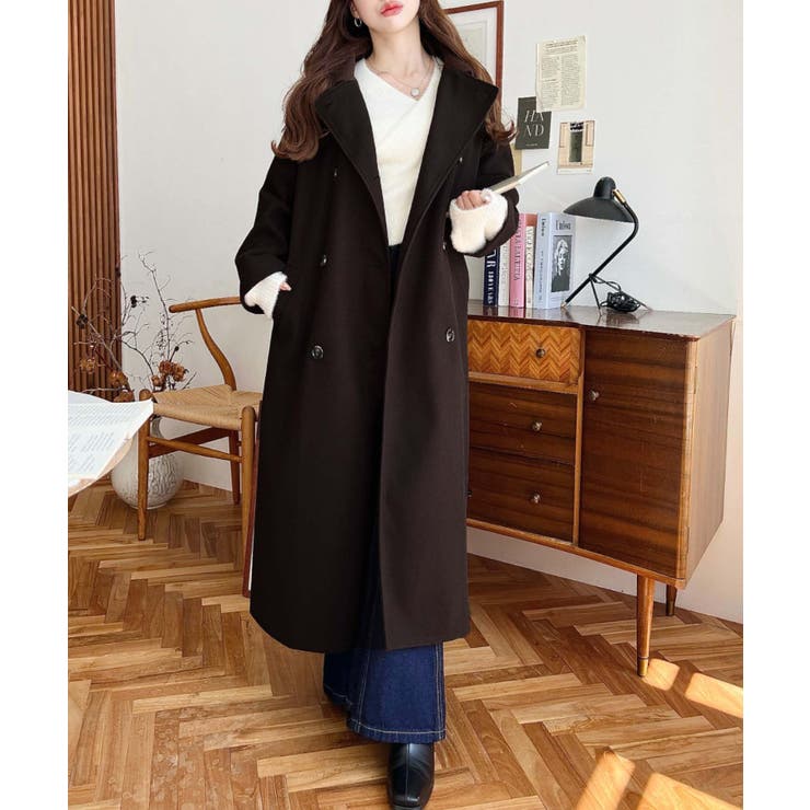 2WAYカラーアレンジロングトレンチコートニットメルトン | moment+ | 詳細画像36 