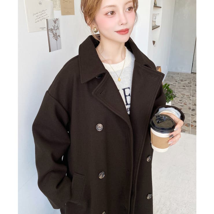 2WAYカラーアレンジロングトレンチコートニットメルトン | moment+ | 詳細画像38 