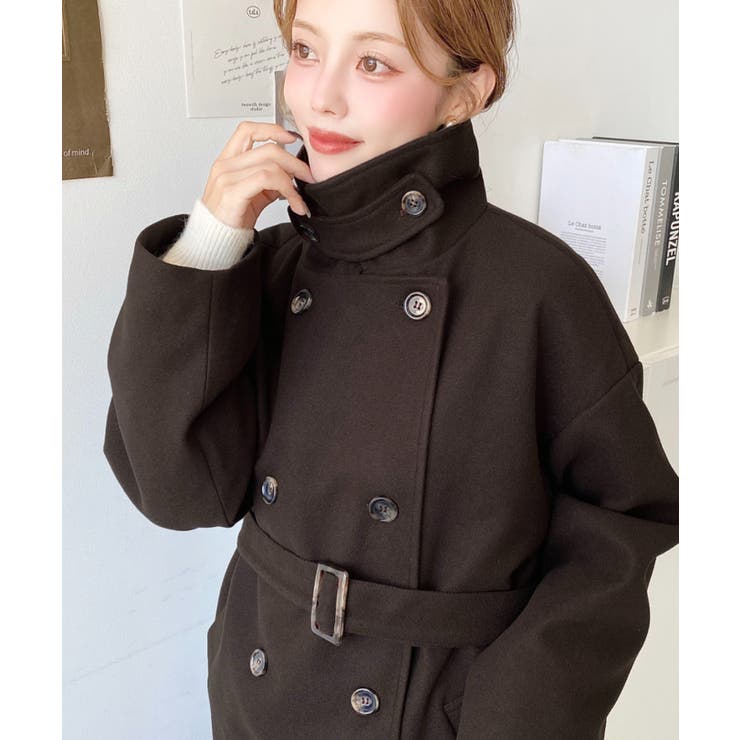 2WAYカラーアレンジロングトレンチコートニットメルトン | moment+ | 詳細画像39 