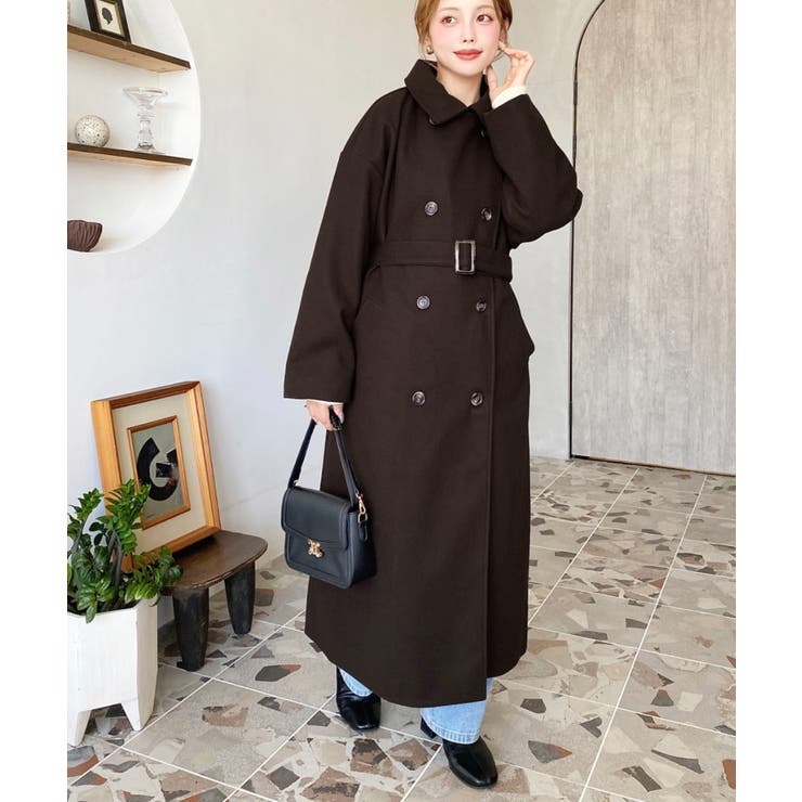 2WAYカラーアレンジロングトレンチコートニットメルトン | moment+ | 詳細画像41 