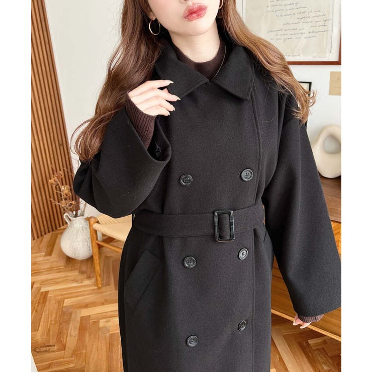 2WAYカラーアレンジロングトレンチコートニットメルトン | moment+ | 詳細画像7 