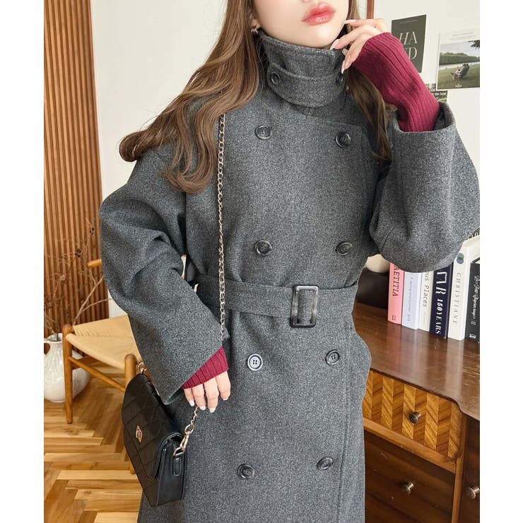 グレー系その他 | 2WAYカラーアレンジロングトレンチコートニットメルトン | moment+