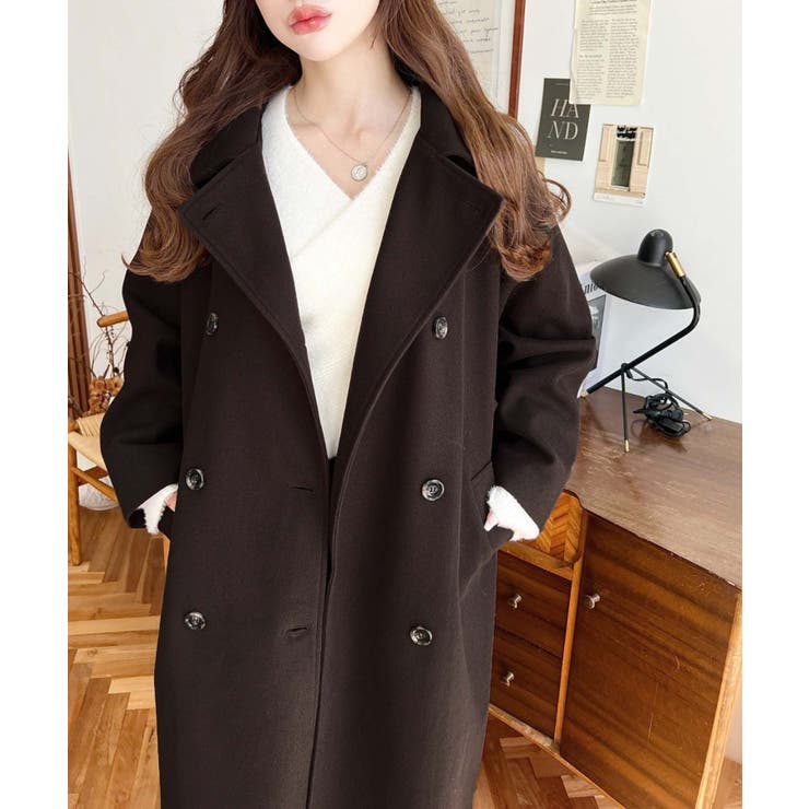 ブラウン | 2WAYカラーアレンジロングトレンチコートニットメルトン | moment+