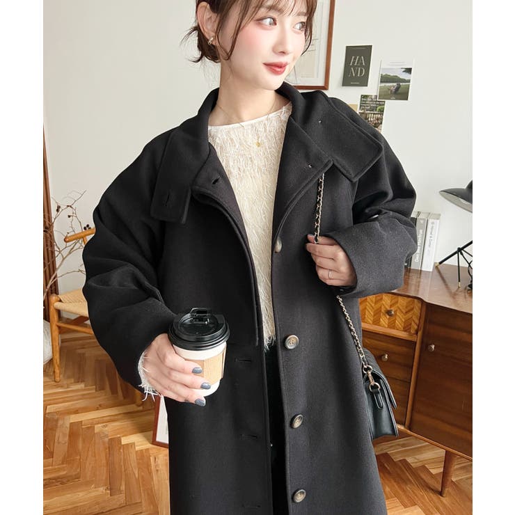 ハートクローゼット 比翼ガウンコート ネイビー M フェイクウール