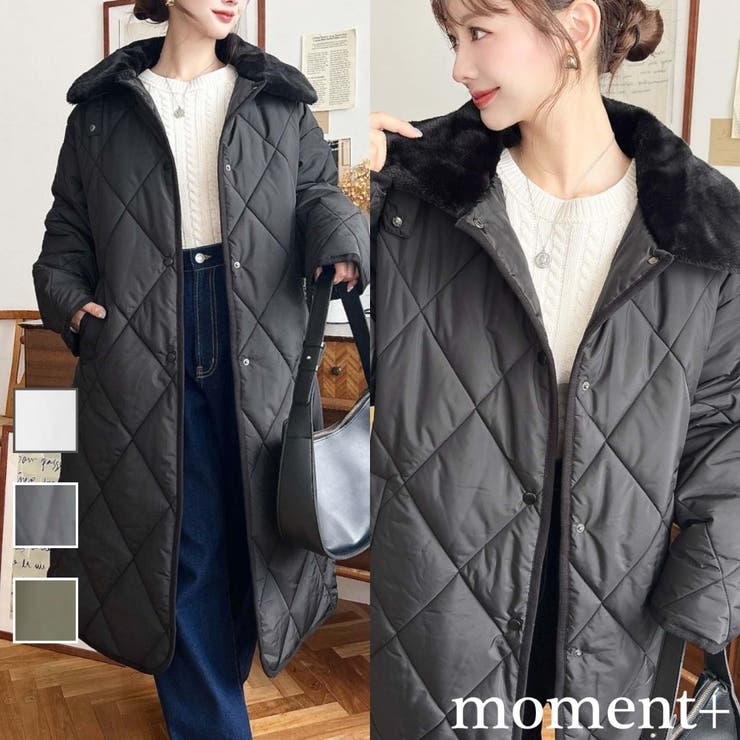 ダイヤキルトファー使い2WAYカラーコートマットポリエステル中綿[品番