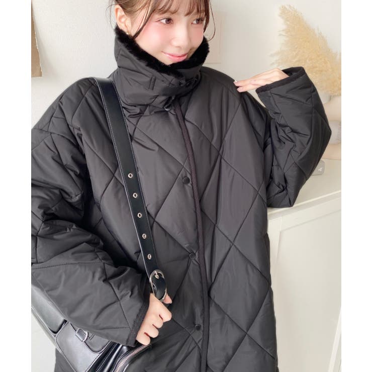 ダイヤキルトファー使い2WAYカラーコートマットポリエステル中綿[品番