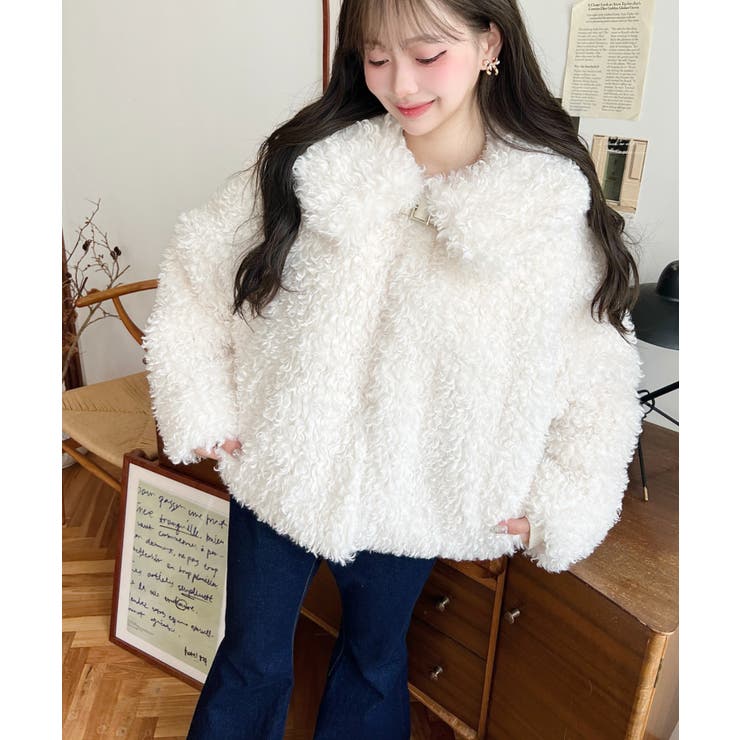 衿付きプードルフェイクファーブルゾン | moment+ | 詳細画像19 