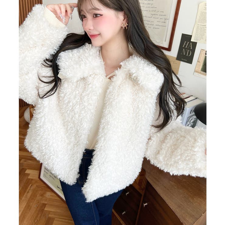 衿付きプードルフェイクファーブルゾン | moment+ | 詳細画像20 