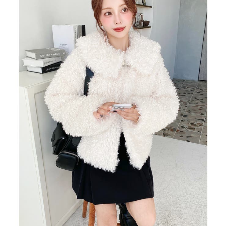 衿付きプードルフェイクファーブルゾン | moment+ | 詳細画像24 