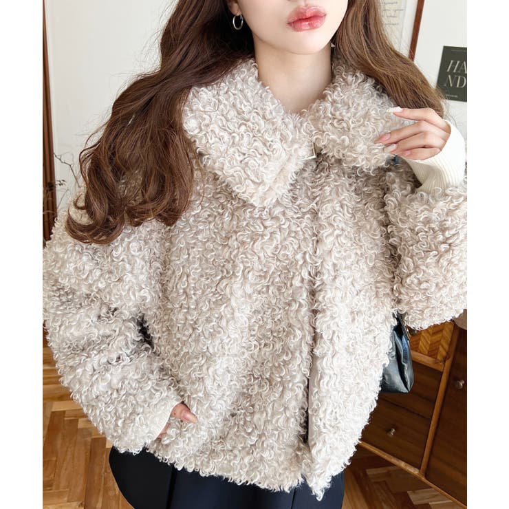 衿付きプードルフェイクファーブルゾン | moment+ | 詳細画像38 