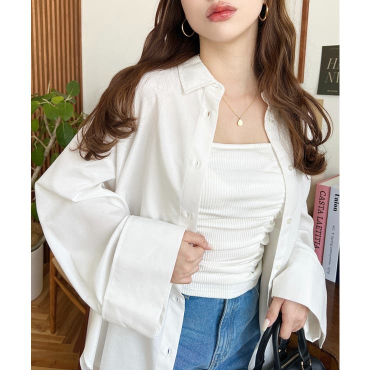 オフホワイト | ワイドスリーブ長袖オックスシャツ | moment+