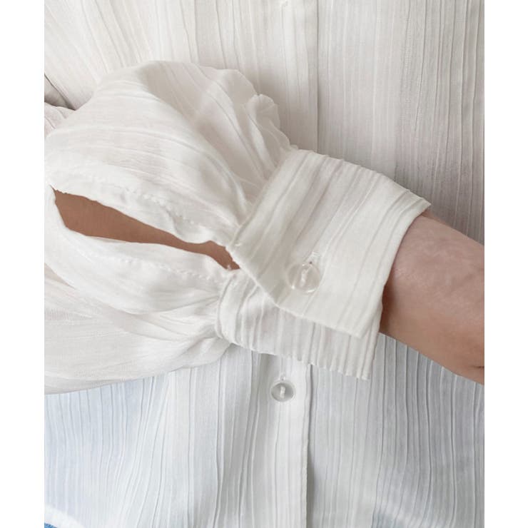 シアーランダムプリーツレトロカラーボリュームスリーブブラウス | moment+ | 詳細画像11 