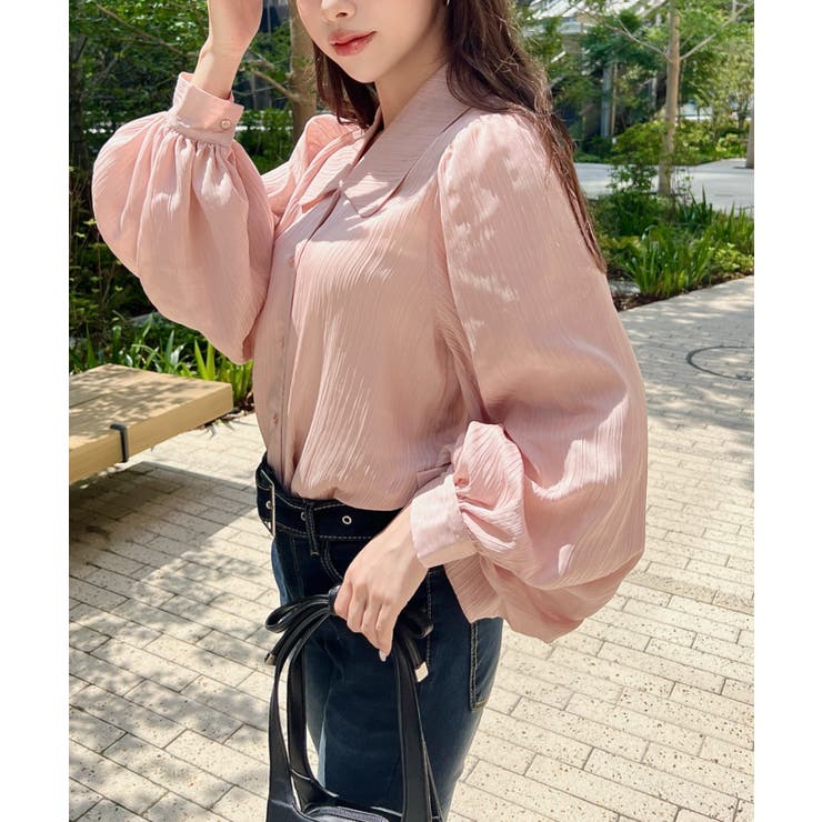 シアーランダムプリーツレトロカラーボリュームスリーブブラウス | moment+ | 詳細画像29 