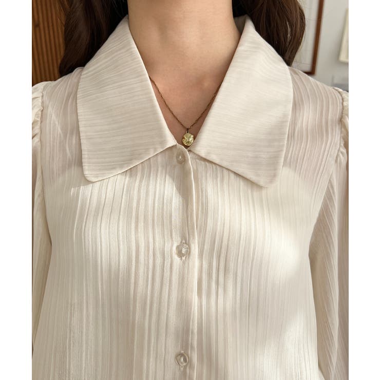 シアーランダムプリーツレトロカラーボリュームスリーブブラウス | moment+ | 詳細画像35 