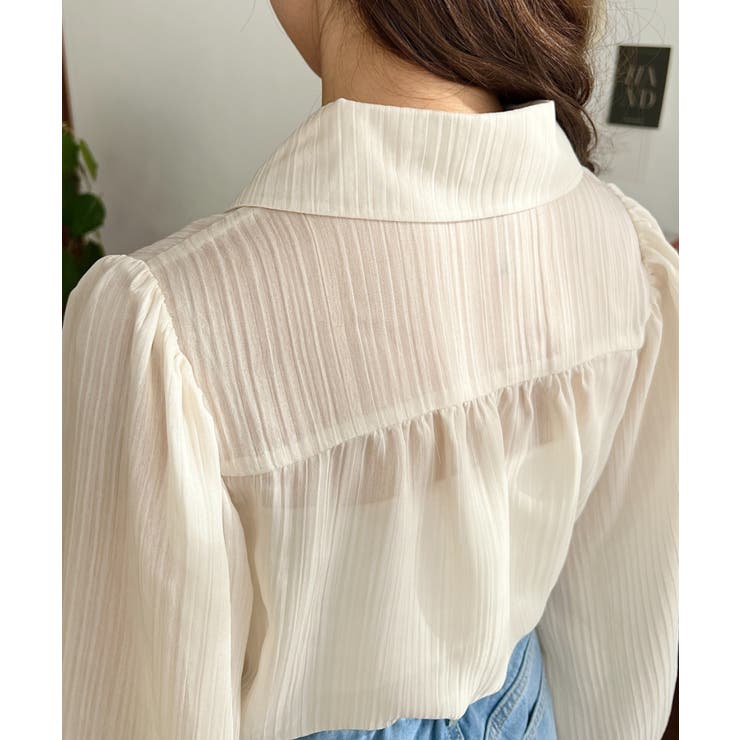 シアーランダムプリーツレトロカラーボリュームスリーブブラウス | moment+ | 詳細画像38 