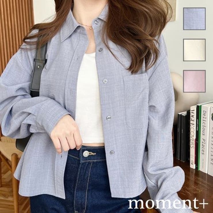 エステルスラブショート丈長袖シャツ | moment+ | 詳細画像1 