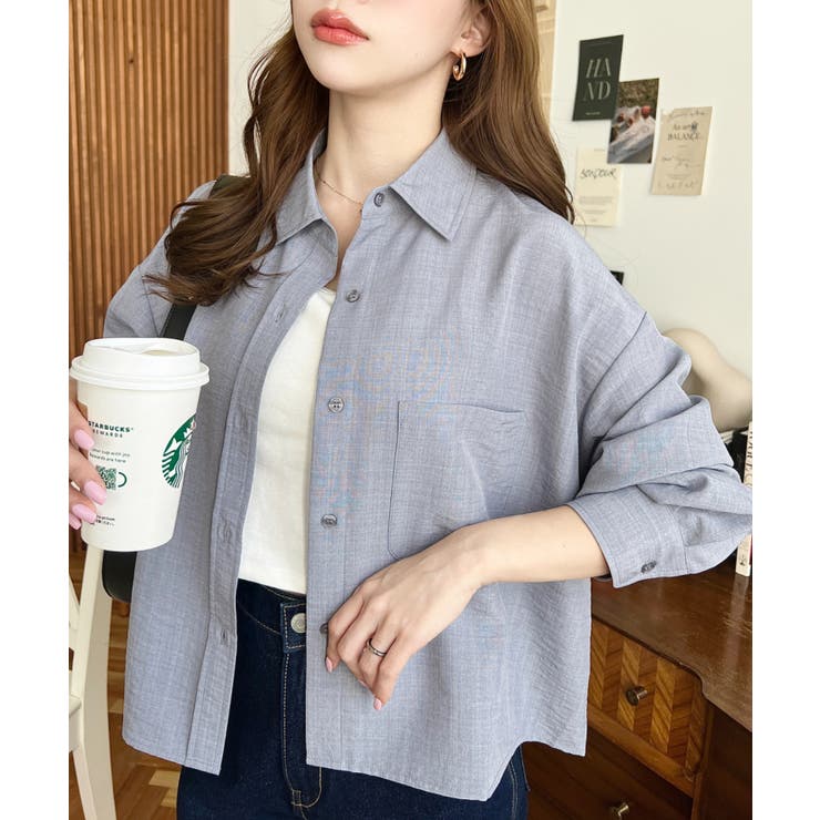 エステルスラブショート丈長袖シャツ | moment+ | 詳細画像18 