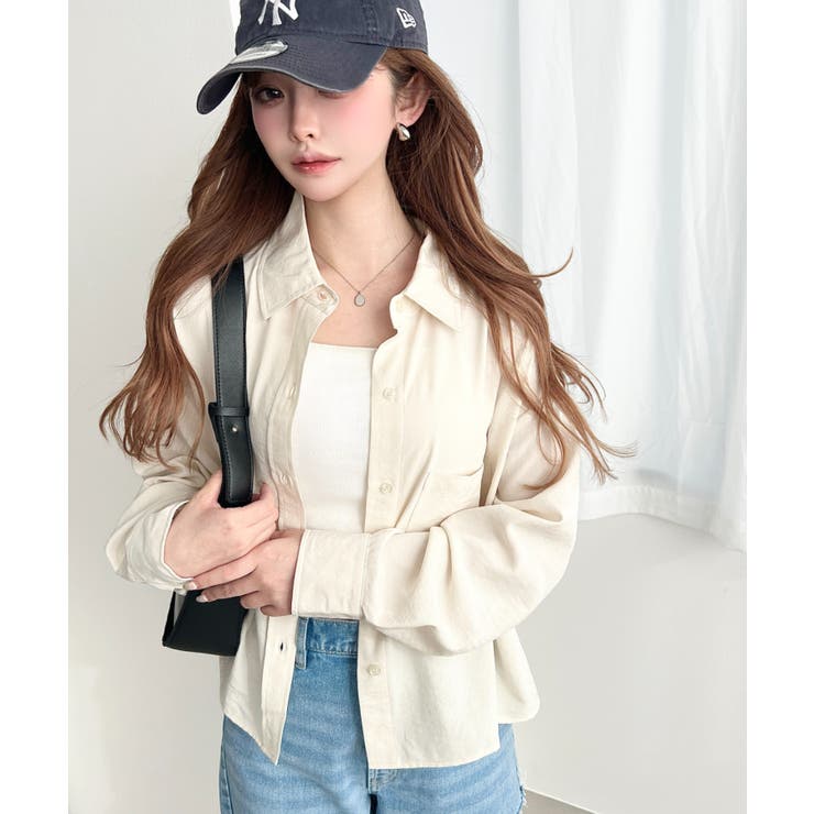 エステルスラブショート丈長袖シャツ | moment+ | 詳細画像4 