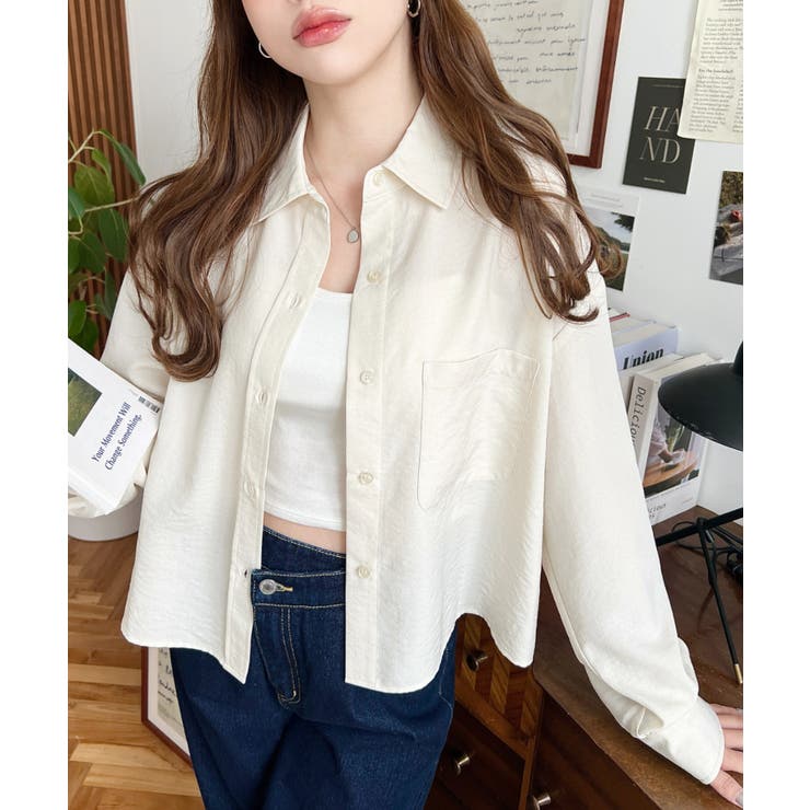 エステルスラブショート丈長袖シャツ | moment+ | 詳細画像6 