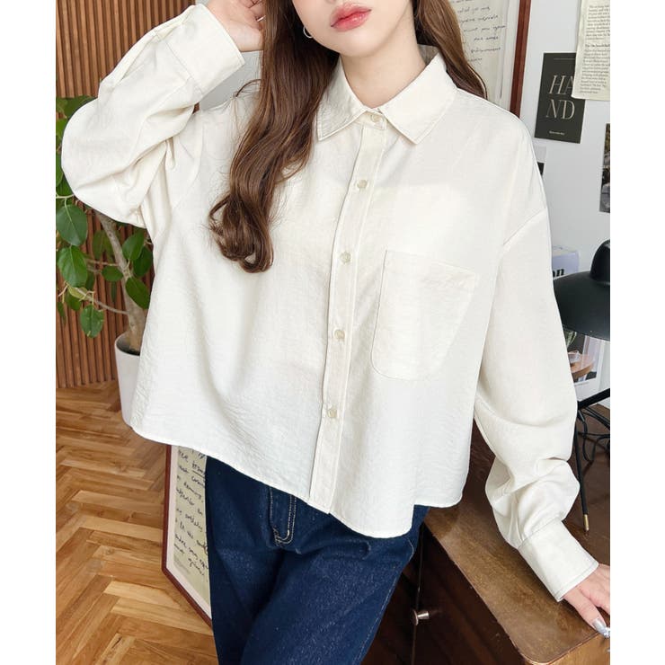 エステルスラブショート丈長袖シャツ | moment+ | 詳細画像7 