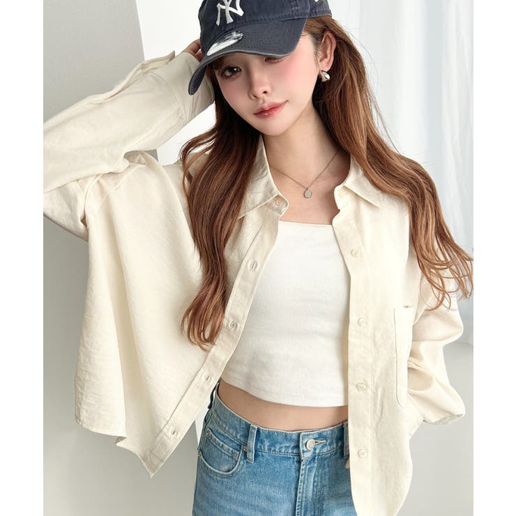 ナチュラル | エステルスラブショート丈長袖シャツ | moment+