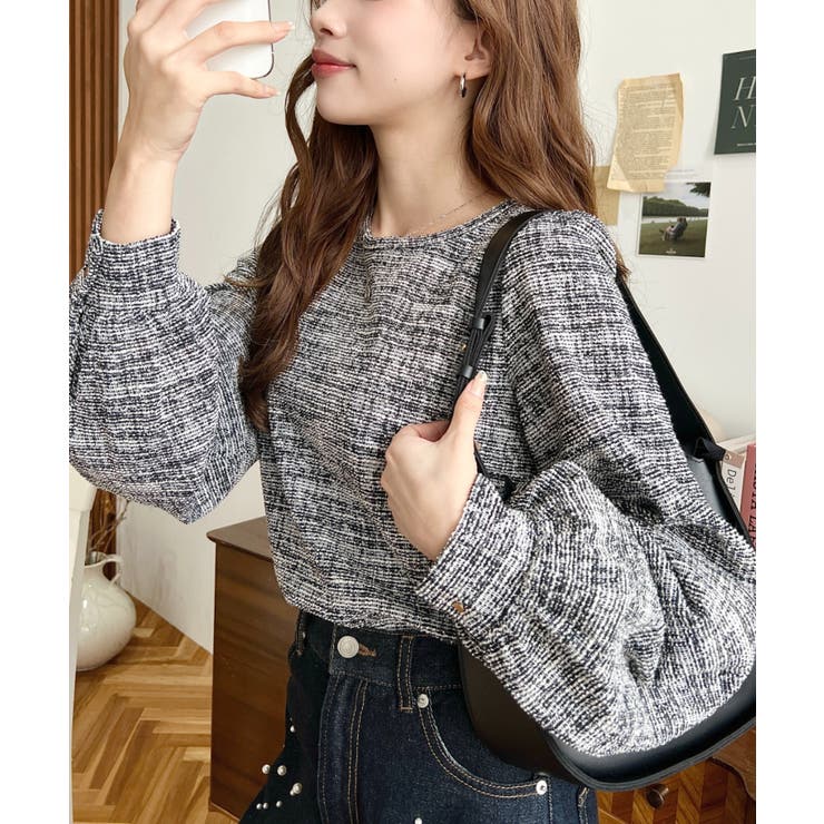 カラーツイードボリュームスリーブプルオーバー | moment+ | 詳細画像11 